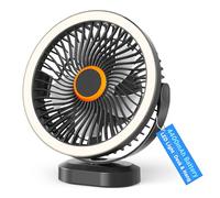 Lepwings USB Desk Fan, 8 Inch Table Fan with 5000K LED Light, 4400mAh Rechargeable Portable Fan, 3 Speeds Super Quiet, 360° Tilt, Mini Desktop Fan for Office Bedroom Camping Table Travel Outdoor