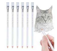 LEPZUR 6 Pack Erasable Ballpoint Pen with Brush and Eraser Head - PVC Drawing Pen for Artists, Architects and Designers, 21 x 1.2 cm, White