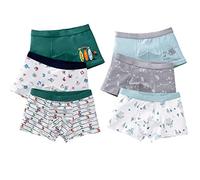 LeQeZe Boys Cotton Boxer Shorts 6-Pack, Breathable Underwear Briefs for Toddlers & Kids, Soft Elastic Waist Ages 8-9 Years Manufacturer Label 140 Green/White