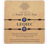 LEQIEC Evil Eye Bracelet for Women Men Kabbalah 7 Knot Red String Protection Blue Bracelet Mal Be Ojo Mexican Energy Luck Baby, Small, Paper, created blue sapphire