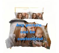 Le'qu bay Personalised Bedding Set with Your own Photo, Cartoon Image. Customize Personalized Comforter Cover in different sizes,Gift for Family, Couples, Children,Universal for all Seasons.