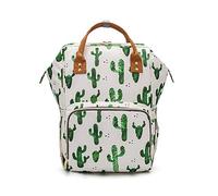 Lequeen Flower Print Baby Diaper Backpack with Stroller Straps Large Capacity Waterproof Baby Bags for Fashion Mommy Maternity Nappy Bag,Cactus