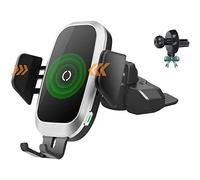 leQuiven Wireless Car Charger, CD Slot and Air Vent Clip Phone Mount, Qi Charging Automatic Clamping Phone Holder for iPhone 11 Pro XS Max XR X 8, Galaxy S10 Plus S9 S8 S7 S6 Note 10 9 8