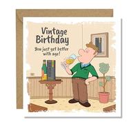 LERALI Vintage Birthday Card - Funny Beer Drinker Design | Humorous, Eco-Friendly Card for Dad, Grandad, Brother, Uncle or Friend | 350gsm Recycled Card with Fleck Envelope (Happy Birthday)