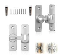 LERANXIN 2 Packs Flip Sliding Barndoor Lock Degreedoor Lock Small Gate Latches for 90 Degree and 180 Degree for Barn Garden Bathroom Outdoor Garage Window Sliding Door (Silver)