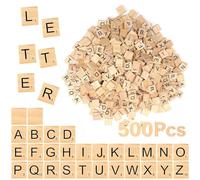 LERANXIN 500 Pcs Wood Scrabble Letters, 20×18×5 mm A-Z Scrabble Letters for Crafts, Spelling, Gift Decoration, Making Alphabet Coasters and Crossword Game