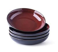 LERATIO Large Pasta Bowls,38oz Ceramic Pasta Bowls,9.0" Reactive Glaze Pasta Bowl Set of 4,Microwave & Dishwasher,Oven Safe,Wide Serving Bowls for Salad,Dessert,Fruit-Reddish Brown