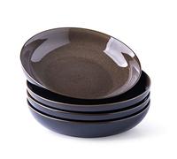 LERATIO Pasta Bowls,Ceramic 38oz Pasta Bowls,9.0" Reactive Glaze Pasta Bowl Set of 4,Microwave & Dishwasher,Oven Safe,Large Wide Serving Bowls for Salad, Dessert, Pizza,Scratch Resistant-Chestnut