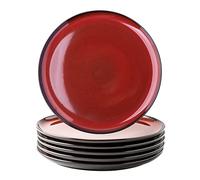 LERATO Ceramic Dinner Plates Set of 6, 10.5 Inch Reactive Glaze Porcelain Plates, Modern Shape Dinnerware Dishes Set for Kitchen,Oven& Microwave & Dishwasher Safe, Scratch Resistant