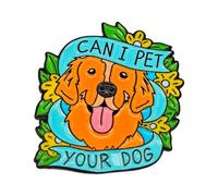 Leraverppy Can I Pet Your Dog Enamel Pin Cartoon Golden Retriever Badge Cute Pet Brooch Ideal Gift For Animal Enthusiast Conversation Opener Decor DIY Accessory Jacket Shirt Backpack Jeans Jewelry,