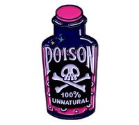 Leraverppy Enamel Pin,100% Unatural Poison Bottle Lapel Pin,Death Humor Brooch,Gothic Accessory,Skull and Bones Badge,Gift For Teen Adult Friend DIY Decor Jacket Canvas Bag Backpack Lanyards Accessory