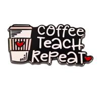 Leraverppy Enamel Pin,Coffee Teach Repeat Lapel Pin,Cup of Coffee Badge,Gift For Adults Friends Worker Partner Teens Teachers Family DIY Decor Canvas Bag Lanyards Backpack Denim Jacket Shirt Accessory
