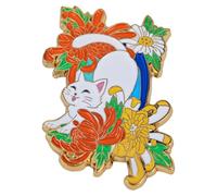 Leraverppy Enamel Pin,Cute Cartoon Cat In Chrysanthemum Lapel Pin,Playful Kitten Brooch,Gift For Cat Lovers Teens Friends Family DIY Decor Canvas Bag Backpack Jacket Collar Shirt Sweater Accessory