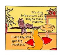 Leraverppy Enamel Pin,Cute Cat Family Lapel Pin,It's Okay To Be Unsure It's Okay To Make Mistakes Every Day That You Try Matters Badge,Gift For Kid Teen Family,DIY Decor,Canvas Bag Backpack Accessory