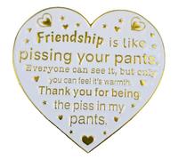 Leraverppy Enamel Pin,Friendship Is Like Pissing Your Pants Everyone Can See It But Only You Can Feel It's Warmth Thank You For Being The In My Pants Brooch,Heart Badge Gift For Friends Teen DIY