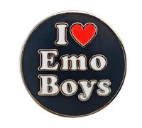 Leraverppy Enamel Pin,I Love Emo Boys Lapel Pin,Black Button With Red Heart Badge,Denim Jacket Backpack Accessory,Gift For Teens Crush Lovers Partners,Pin for Valentine's Day Anniversary,DIY Decor