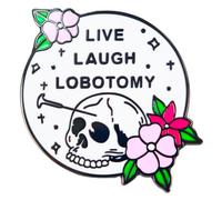 Leraverppy Enamel Pin,LIVE Laugh Lobotomy Lapel Pin,Skull Needle Round Button Badge,Chemistry Science Brooch Gift For Scientists Teens Friends DIY Decor Canvas Bag Backpack Lanyards Jacket Accessory