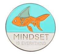 Leraverppy Enamel Pin,Mindset Is Everything Lapel Pin,Goldfish Made Up As Shark Brooch,Mental Health Badge,Gift for Teens Friends Students Test,Denim Jacket Canvas Bag Shirt Jeans Accessory,DIY Decor