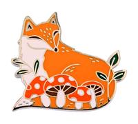 Leraverppy Enamel Pin,Orange Fox And Mushroom Lapel Pin,Cute Cartoon Animal Badge,Nature Lover Brooch,Gift For Teens Friends Family,DIY Decor,Denim Jacket Canvas Bag Backpack Shirt Collar Accessory