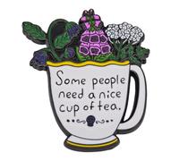 Leraverppy Enamel Pin,Some People Need A Cup Of Tea Lapel Pin,Plants Tea Cups Badge,Enjoy Time Brooch,Gift For Workers Friends Family Partners DIY Decor Canvas Bag Backpack Lanyards Jacket Accessory