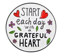 Leraverppy Enamel Pin,Start Each Day With A Grateful Heart Lapel Pin,Inspirational Button Badge,Gift For Teen Student Worker Friends Family Teacher,DIY Decor,Denim Jacket Canvas Bag Backpack Accessory