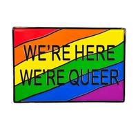 Leraverppy Enamel Pin,We're Here We're Queer Lapel Pin,LGBTQ Community Badge,Respect And Support Brooch,Gift For Partners Teens Friends Family DIY Decor Canvas Bag Backpack Lanyards Jacket Accessory