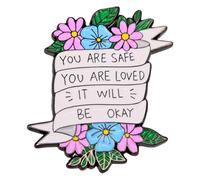 Leraverppy Enamel Pin,YOU ARE SAFE YOU ARE LOVED "IT WILL" BE OKAY Lapel Pin,Flower Bouquet Badge,Gift For Teens Adults Friends Family DIY Decor Canvas Bag Backpack Collar Denim Jacket Shirt Accessory