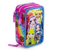 L'ERBAVOGLIO Original 3 Zip School Pencil Case Complete with 44 Pieces, Rainbow High (Fuchsia/Rainbow), Medio, pen holder for kids