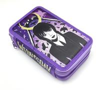 L'ERBAVOGLIO - Original 3 Zip School Pencil Case for Wednesday - Complete with 44 Pieces (Purple/Lilac), Purple/Lilac, Casual
