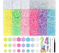 LERBOU 30000Pcs Bedazzling Kit with 24 Grid AB Iridescent Jelly Rhinestones, 3/4/5mm Multicolor Resin Flatback Gems for Diamond Art, Bedazzler Kit with DIY Tools for Nail Art Crafting Book Shoes