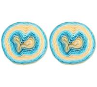 Lerchiyar Gradient Cake Yarn Multicolor Fairyland Rainbow Yarn, 2-Pack 60% Cotton 30% Acrylic 10% Wool,Multicolor Crochet Knitting Yarns (52)