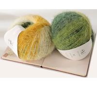 Lerchiyar Snowbaby Wool Acrylic Blend Long Pile Yarn,(Worsted) Luxurious Fuzzy Multicolor Gradient Yarn for Knitting and Crocheting Hat Scarf Sweater, 2 * 3.52oz/100g 207yds(52-Morning Rice Paddies)