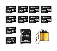 Lerdisk Factory Wholesale Micro SD Card 64GB U3 Pack of 10 Bin Bulk Micro SDXC with SD Adapter Produced by Authorized Licencee(64GB)