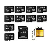 Lerdisk Factory Wholesale Micro SD Card 8GB U1 Pack of 10 in Bulk Micro SDHC UHS-I C10 with SD Adapter Produced by Authorized Licencee(8GB)