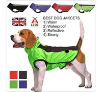 LE'RE Dog Coat Waterproof Winter Jacket - Warm Pet Jacket for Cold Weather Outdoor Use, Windproof, Size S M L XL XXL 3XL (Large, GREEN)