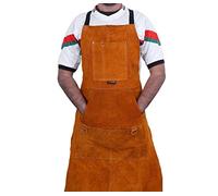 LE'RE Leather Apron for Men, Heat Resistant & Flame Resistant Bib Apron, Leather Welding Apron With 6 pockets for men Adjustable One Size Fit Most