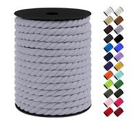 LEREATI 10mm Macrame Cord, 75 Feet Thick Macrame Rope Yarn Natural Cotton Cord Macrame String, Soft Craft Rope for Wall Hanging, Plant Hangers, Garden, DIY Crafting Decoration (Light Gray)