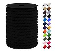 LEREATI 10mm Macrame Cord, 75 Feet Thick Macrame Rope Yarn Natural Cotton Cord Macrame String, Soft Craft Rope for Wall Hanging, Plant Hangers, Garden, DIY Crafting Decoration (Black)