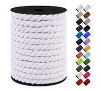 LEREATI 10mm Macrame Cord, 75 Feet Thick Macrame Rope Yarn Natural Cotton Cord Macrame String, Soft Craft Rope for Wall Hanging, Plant Hangers, Garden, DIY Crafting Decoration (White)