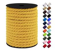 LEREATI 10mm Macrame Cord, 75 Feet Thick Macrame Rope Yarn Natural Cotton Cord Macrame String, Soft Craft Rope for Wall Hanging, Plant Hangers, Garden, DIY Crafting Decoration (Yellow)