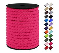 LEREATI 10mm Macrame Cord, 75 Feet Thick Macrame Rope Yarn Natural Cotton Cord Macrame String, Soft Craft Rope for Wall Hanging, Plant Hangers, Garden, DIY Crafting Decoration (Rose Red)