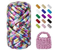 LEREATI 250g Jumbo Arm Knitting Yarn for Crochet Bag, Thick Metallic Giant Tube Chunky Yarn for Hand Knitting Basket, Pet Bed, DIY Crafts, Home Decoration (Colorful)