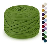 LEREATI 285g T Shirt Yarn for Crocheting 100m Elastic Ribbon Yarn Thick Crochet Fabric Yarn, Knitting T-Shirt Yarn for Crochet Bag, Blanket, Basket, DIY Projects, Home Decor (Fruit Green)