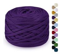 LEREATI 285g T Shirt Yarn for Crocheting 100m Elastic Ribbon Yarn Thick Crochet Fabric Yarn, Knitting T-Shirt Yarn for Crochet Bag, Blanket, Basket, DIY Projects, Home Decor (Violet)
