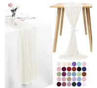 LEREATI 3 Pack Cheesecloth Table Runner Ivory White Chiffon Table Runner 75cm x 300cm Gauze Sheer Table Runner Tulle Cheese Cloth Tablerunner for Party, Wedding, Christmas, Shower Decorations