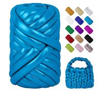 LEREATI 500g Jumbo Arm Knitting Yarn for Crochet Bag, Thick Metallic Giant Tube Chunky Yarn for Hand Knitting Basket, Pet Bed, DIY Crafts, Home Decoration (Deep Peacock Blue)