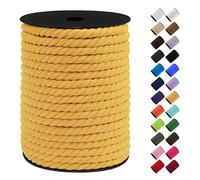 LEREATI 8mm Macrame Cord, 131 Feet Thick Macrame Rope Yarn Natural Cotton Cord Macrame String, Soft Craft Rope for Wall Hanging, Plant Hangers, Garden, DIY Crafting Decoration (Yellow)