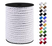 LEREATI 8mm Macrame Cord, 131 Feet Thick Macrame Rope Yarn Natural Cotton Cord Macrame String, Soft Craft Rope for Wall Hanging, Plant Hangers, Garden, DIY Crafting Decoration (White)
