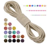LEREATI Beige Elastic Cord 3mm x 5m Bracelet Elastic String Necklace Cord Elasticated Bead String, Stretchy String for Bracelets, Necklace, Sewing, Beading, Jewellery Making