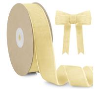 LEREATI Beige Velvet Ribbon 25mm x 10m, Vintage Thick Single-Sided Gift Wrapping Ribbon for Wedding Flower Bouquet, Wreath, Bow Making, DIY Crafts, Home Decor